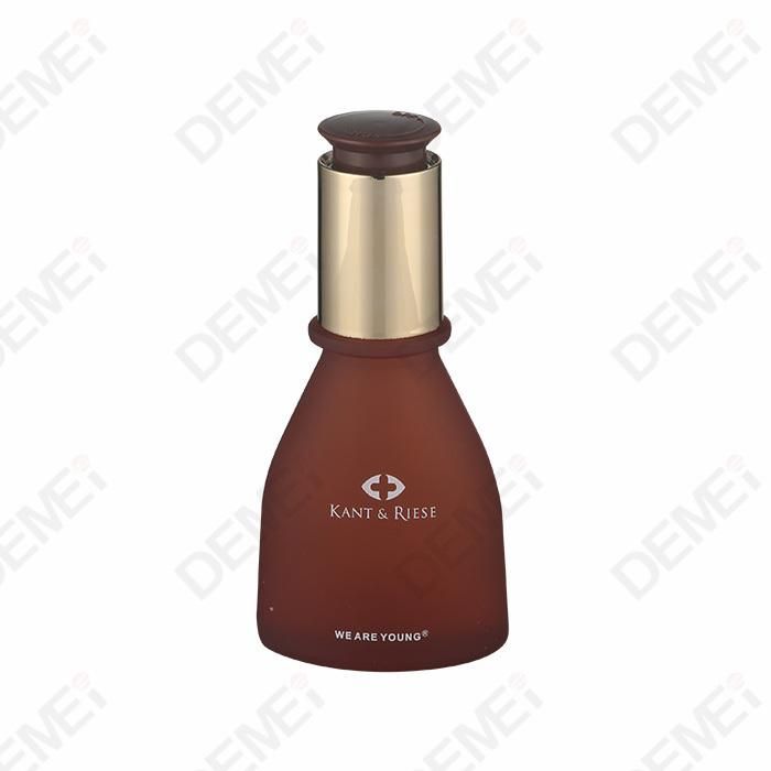 30ml Cosmetic Packaging White Flat Triangular Glass Dropper Bottles with Rotary Button Silver Aluminum Pipette Dropper