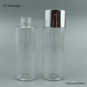 100ml Transparent Square Shoulder Pet Plastic with Silver Cap