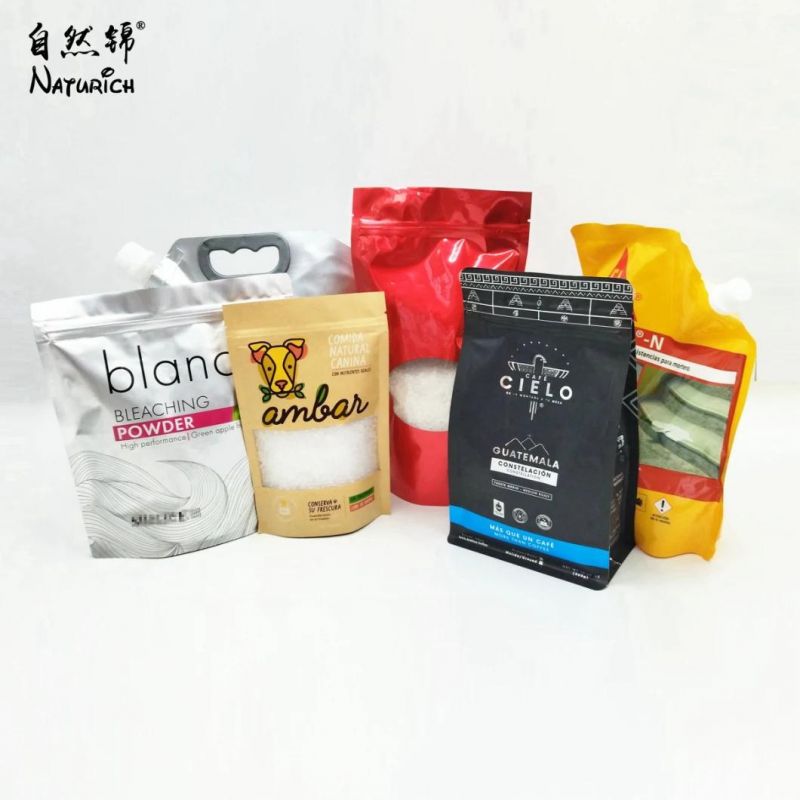 Wholesale Kraft Paper Quad Seal Flat Bottom Packing Bag