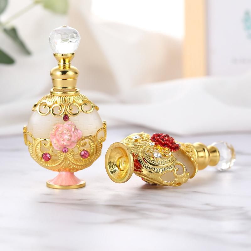 High End Arabian Perfume Oil Bottles 10ml Glass Essential Oil Oud Bottle with Rhinestone