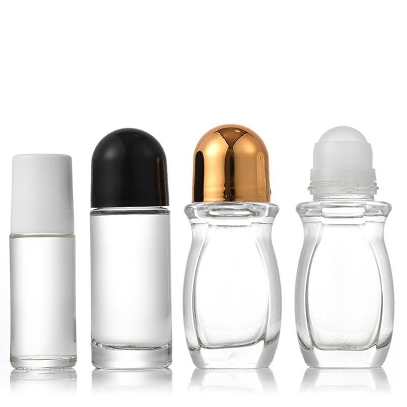 30ml 50ml Refilled Roll on Glass Perfume Bottle with Plastic Ball and Black Cap