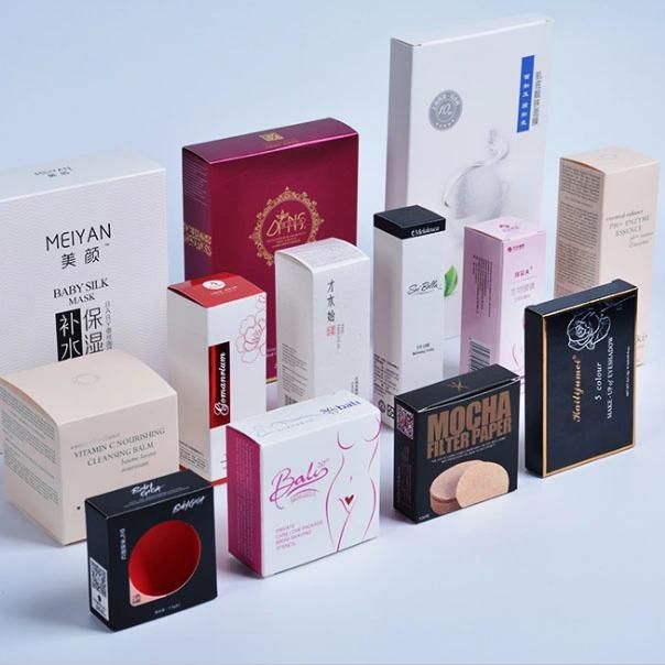 Wholesale Customized UV Color Printing Loge Cosmetic Perfume Lipstick Mask Cream Packaging ODM Single Laser Bronzing Matte Gold Cardboard Folding Box