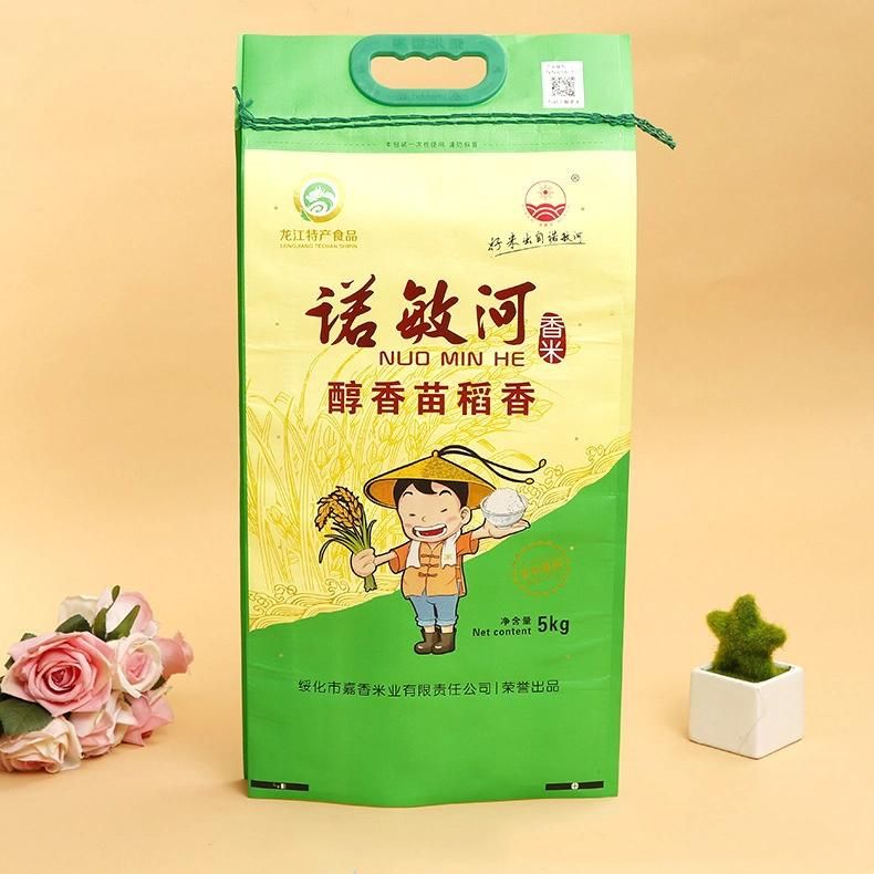 Custom Design Different Types Logo Printing 5kg 10kg 15kg 20kg Rice Bag Packaging BOPP Laminated PP Woven Bag with Handle