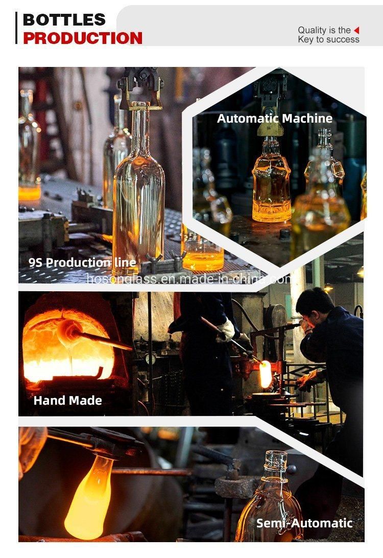 Hoson Customized Transparent Lead Free Glass 500ml 700ml 750ml Liquors Glass Bottle Spirit Bottle