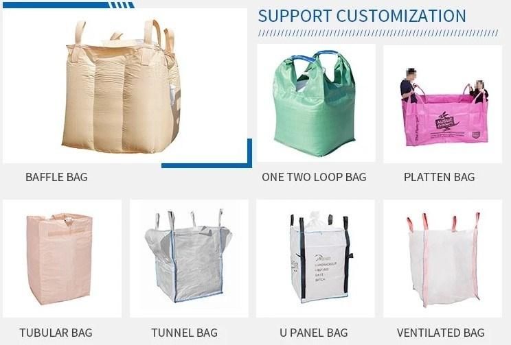 China Factory 100% PP 1000kg 1500kg 2000kg FIBC Plastic 1 Ton Bulk Bag Jumbo Bag Big Bag Woven PP Sacks