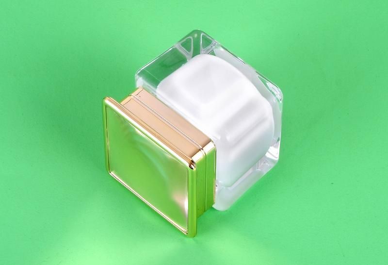 10g 15g 20g Elegant Matt Clear Transparent Jar with Gold Metalized Cap Plastic Creem Jar Cream Container