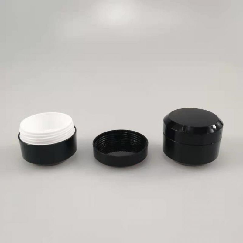 50ml Double Wall Thick PP Black Plastic Jar, Round Plastic Cream Jar 50g Cosmetic Jar