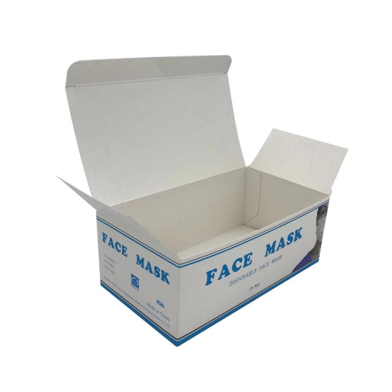 Hot Sale Foldable Empty Paper Box for 3ply Surgical Face Mask Packaging