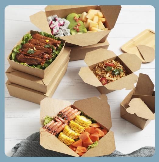 Wholesale Custom Color Printing Friendly White Cardboard Paper Lunch Disposable Lunch Box Salad Food Can Be Matched with Tin Foil Box Takeaway Packaging Box