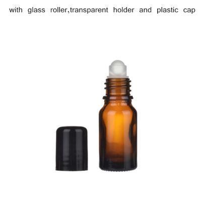 5ml-100ml 18mm Neck Finish Amber Essential Oil Roll on Glass Bottle with Plastic Cap Cosmetic Packaging Bottle