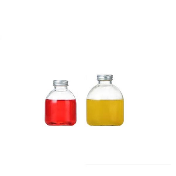 250ml 350ml 500ml Round Short Empty Juice Milk Tea Beverage Packing Glass Bottle