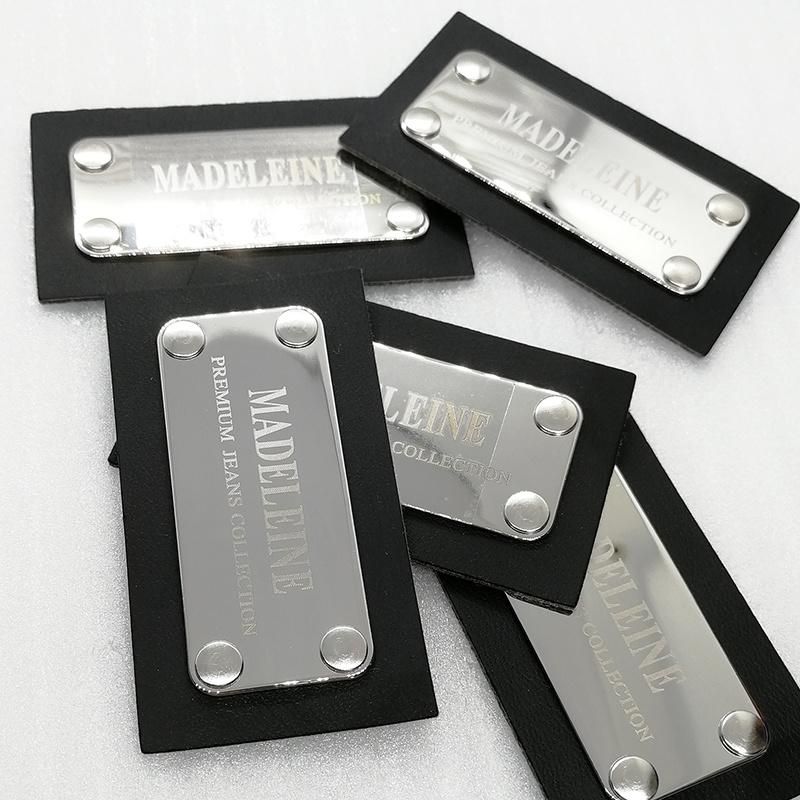 Knurling Metal Plate Metal Label Luggage Leather Tag