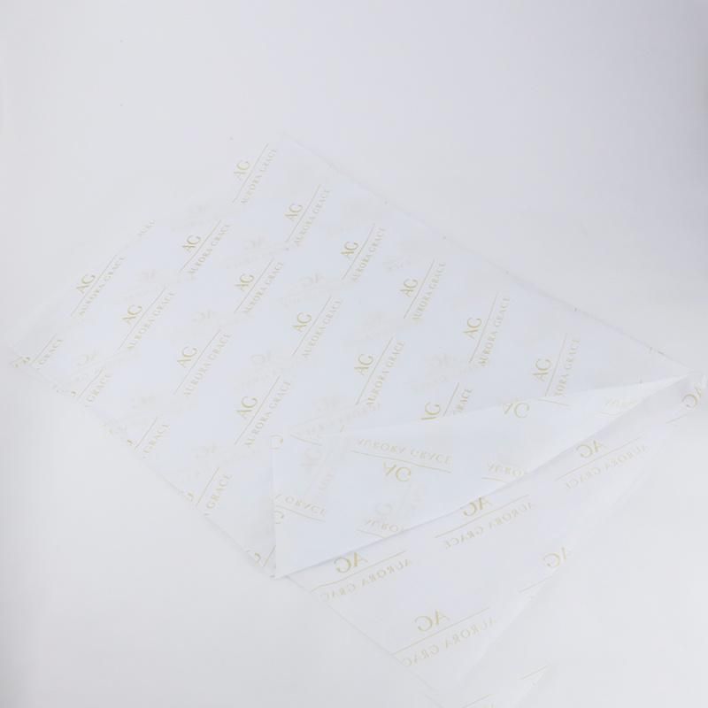 Gold Color Printed Logo White Tissue Wrapping Paper