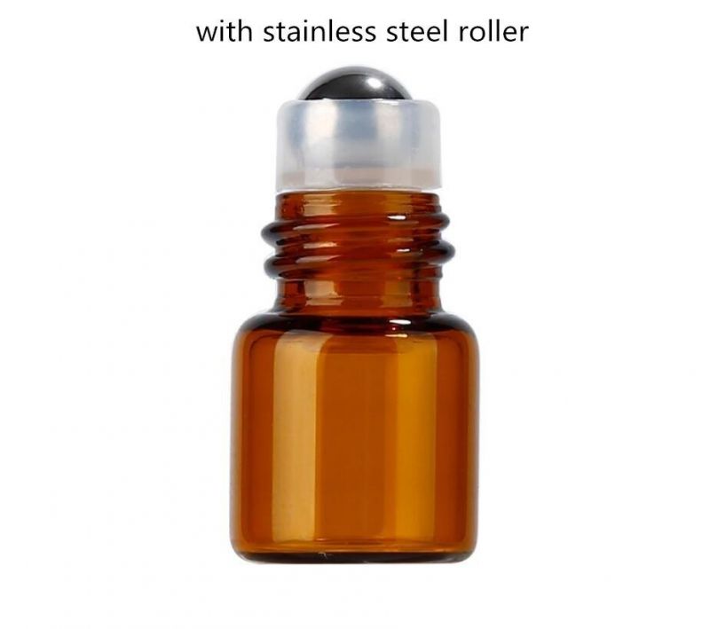 1ml Mini Glass Essential Oil Bottles Roll on Vials with Roller Ball and Black Cap Lid for Aromatherapy Perfume Glass Roll on Bottle