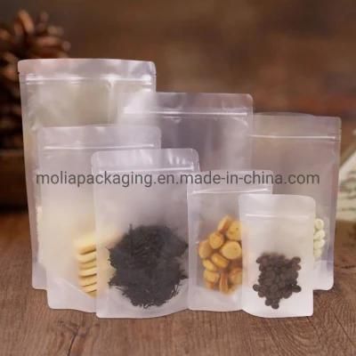 Compostable Plastic Bags/Stand up Sealing Bags Food Grade with Zipper and Tear Notches Black Color Strip Windows Stand up Bags