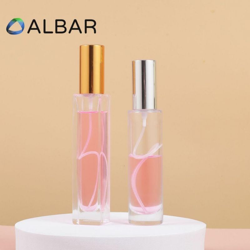 Slim Tall Perfume Mist Spray Glass Bottles with Silver Gold Glossy Caps