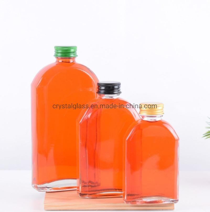 Flat Flask Beverage Juice Glass Wine Bottles Cold Coffee Glass Packing Bottle