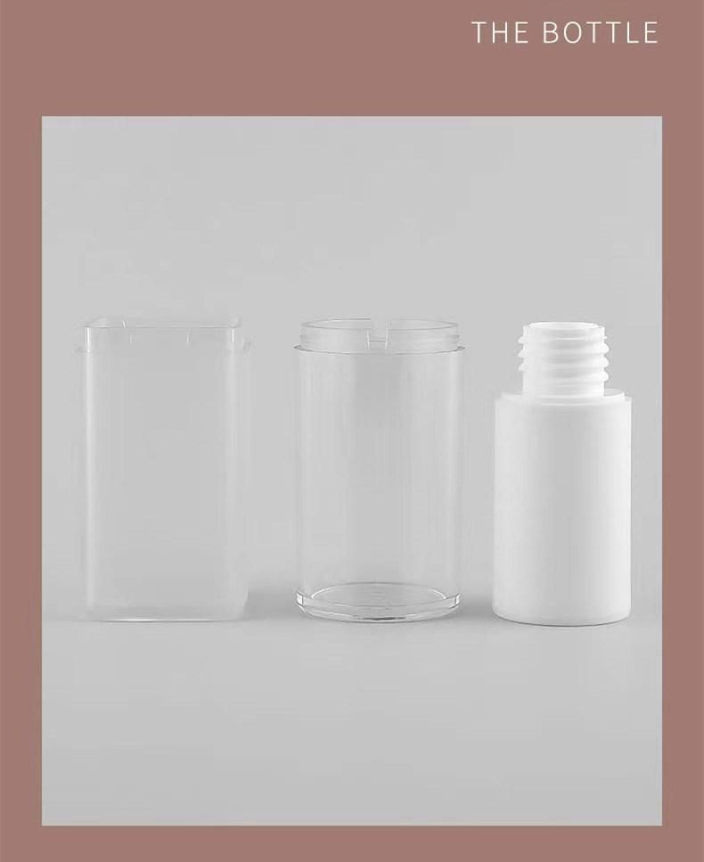 Opaque PP Recyclable Material Empty 15 Ml Eye Cream Square Frosted Transparent Airless Bottle 50 Ml 3.3 Oz with Pump