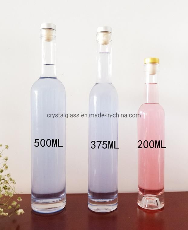 Frosted Glass Wine Bottle Long Neck Glass Whisky Bottle 200/375/500ml High Quality with Rubber