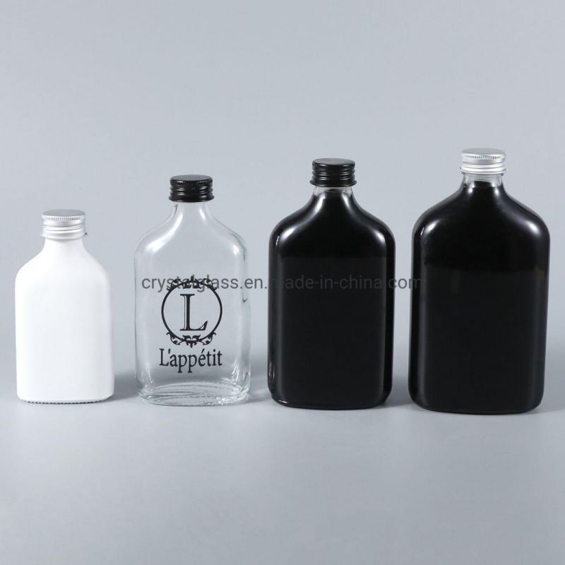 100ml 3oz Mini Glass Flat Juice Bottle with Lid