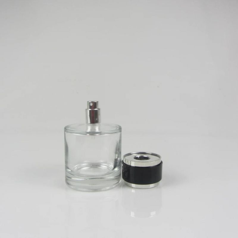 100ml Glass Empty Round Perfume Bottle with Black Cap