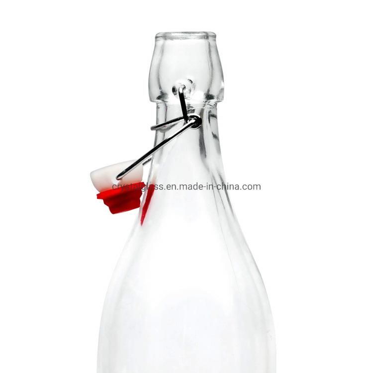 16 Oz Clear Glass Beer Drinking Bottles for Home Brewing with Easy Wire Swing Top Cap