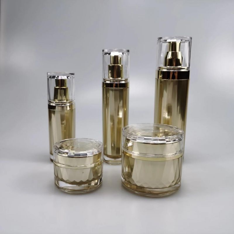 30ml 50ml 100ml Oval Gold Acrylic Emulsion Bottle Foundation Bottle with Diamond Cap