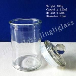 Round Straight Glass Jar with Glass Cap