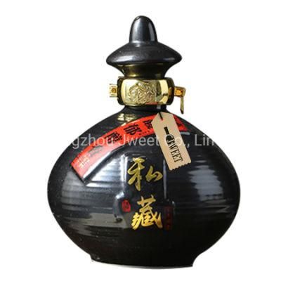 Custom Black Ceramic Liquor Bottle 750 Ml