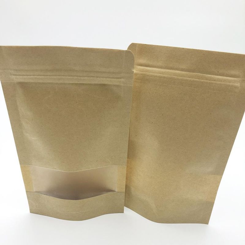 Custom Kraft Paper Bags Snacks Food Packaging Bag Printing Degradable Plastic Bag with Window