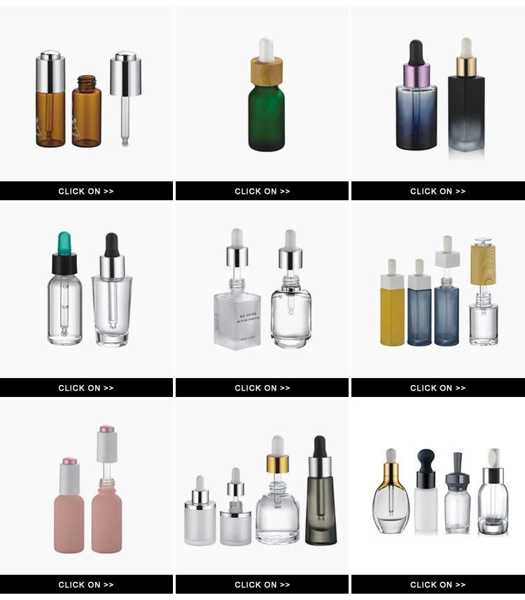 Serum Glass Bottle Press Button Dispenser Shiny Silver Collar Cap Glass Cosmetic Packaging 15ml 30ml