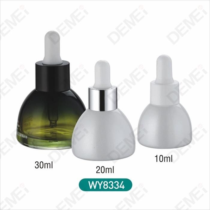 10ml 20ml 30ml Cosmetic Packaging Coating Green and White Special Shape Pagoda Glass Dropper Bottles with Gold Ruber Pipette Dropper Cap