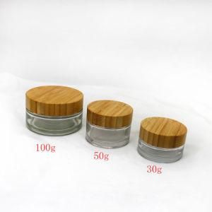 China Factory Small Bamboo Containers Glass Jar with Bamboo Lids