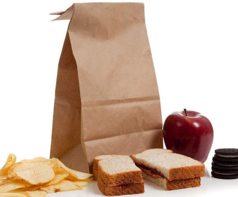 No Handle Restaurant Bakery Packaging Strong Packing Food Takeaway Print Small Custom Logo Kraft Brown Bread Paper Bag