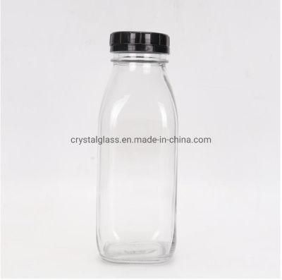 16oz 500ml Square Empty Glass Carbonated Juice Bottle with Lid