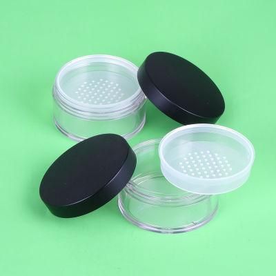 20g Factory Supply Elegant Clear Base Larger Size Black Round Loose Powder Case