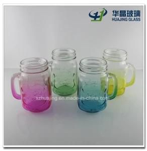 450ml 16oz Fancy Colorful Glass Mason Jar with Handle Wholesale