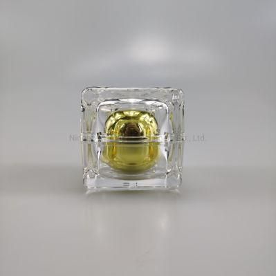 New Design 15g 30g 50g Square Gold Cosmetic Acrylic Cream Jar for Body Butter Container
