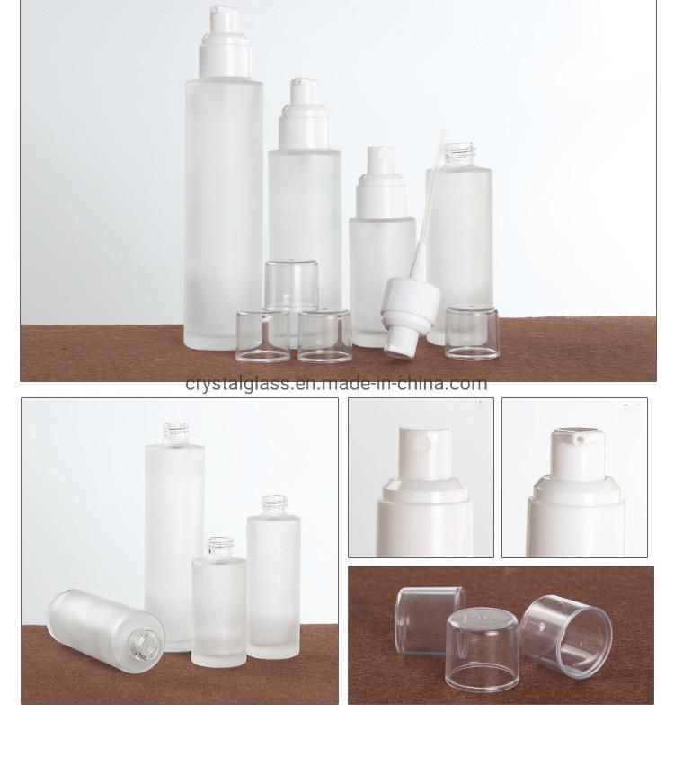 China Supply Cosmetic Bottle Set with Lotion Bottle and Cream Jar with White Caps