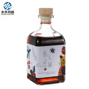 500ml Square Glass Bottles for Liquor Wine Glass Bottle with Stopper