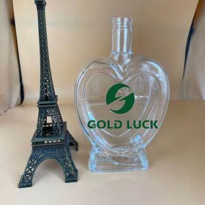 500ml/700ml/750ml Glass Bottle/ Spirit Bottle/Liquor Bottle Shape of Heart for Vodcal/Whisky/Brand