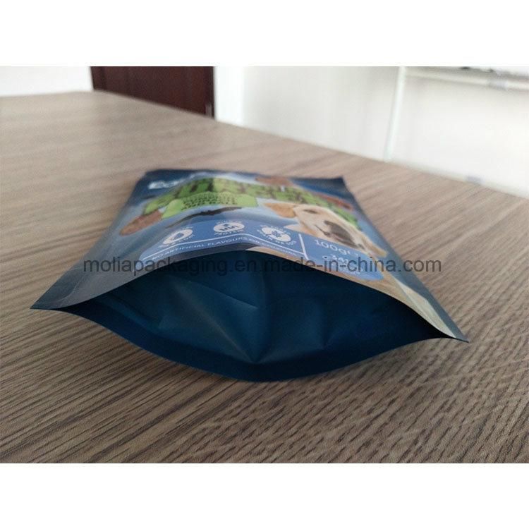 Plastic Storage Bags/Zip Lock Pouches/Stand up Pouch for Dog Food Matte with Zipper and Tear Notches 100g