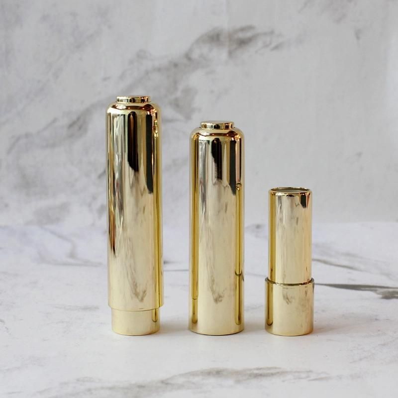 Gold Lipstick Tube Round Shape Lipstick Container Plastic Lipstick Packaging