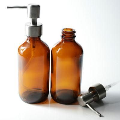 230ml 8oz Boston Round Amber Pharmaceutical Glass Bottle