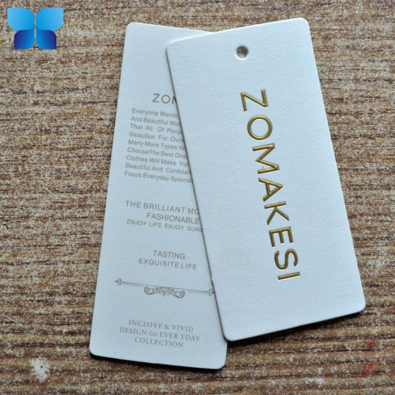 Hot Stamping Gold Paper Hangtag for Clothing Fabric