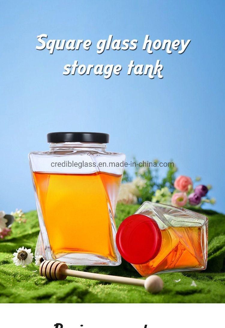 Credible 350ml New Style Wholesale Custom Glass Storage Spice Food Sauce Honey Jar with Screw Cap