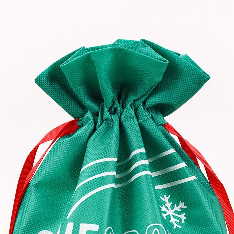 Christmas Nonwoven Customized Reuable Eco-Friendly Non Woven Fabric Packaging christmas Festival Gift Drawstring Bag