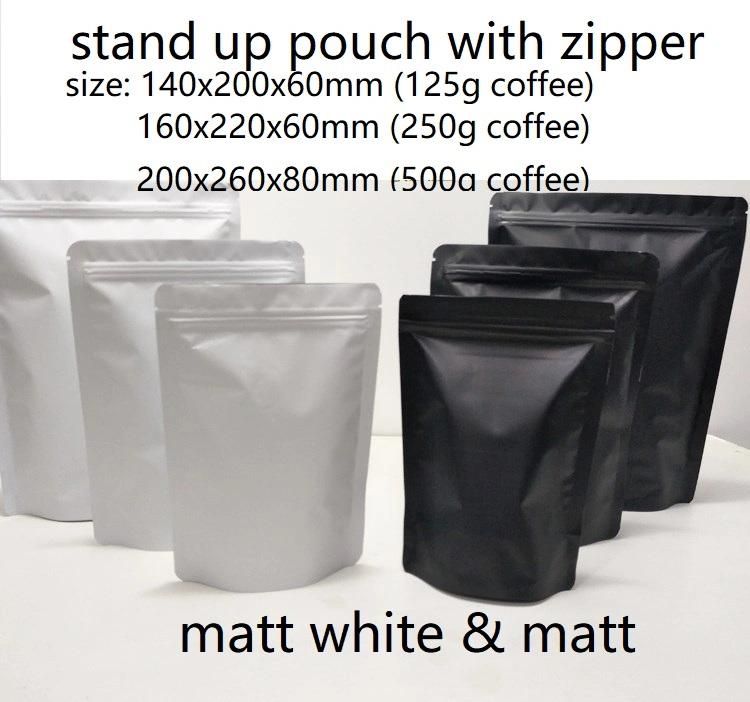 Matt Black Bag 250g/Matt White Bag 250g/Coffee Bag 250g/Coffee Bag 1/2lb