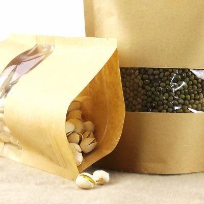 Clear Window Pouches Ziplock Bags Brown Kraft Paper Bags Custom Logo