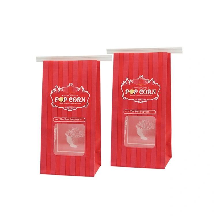 Tin Tie Bakery Food Kraft Bread Packaging Paper Bags with Clear Window